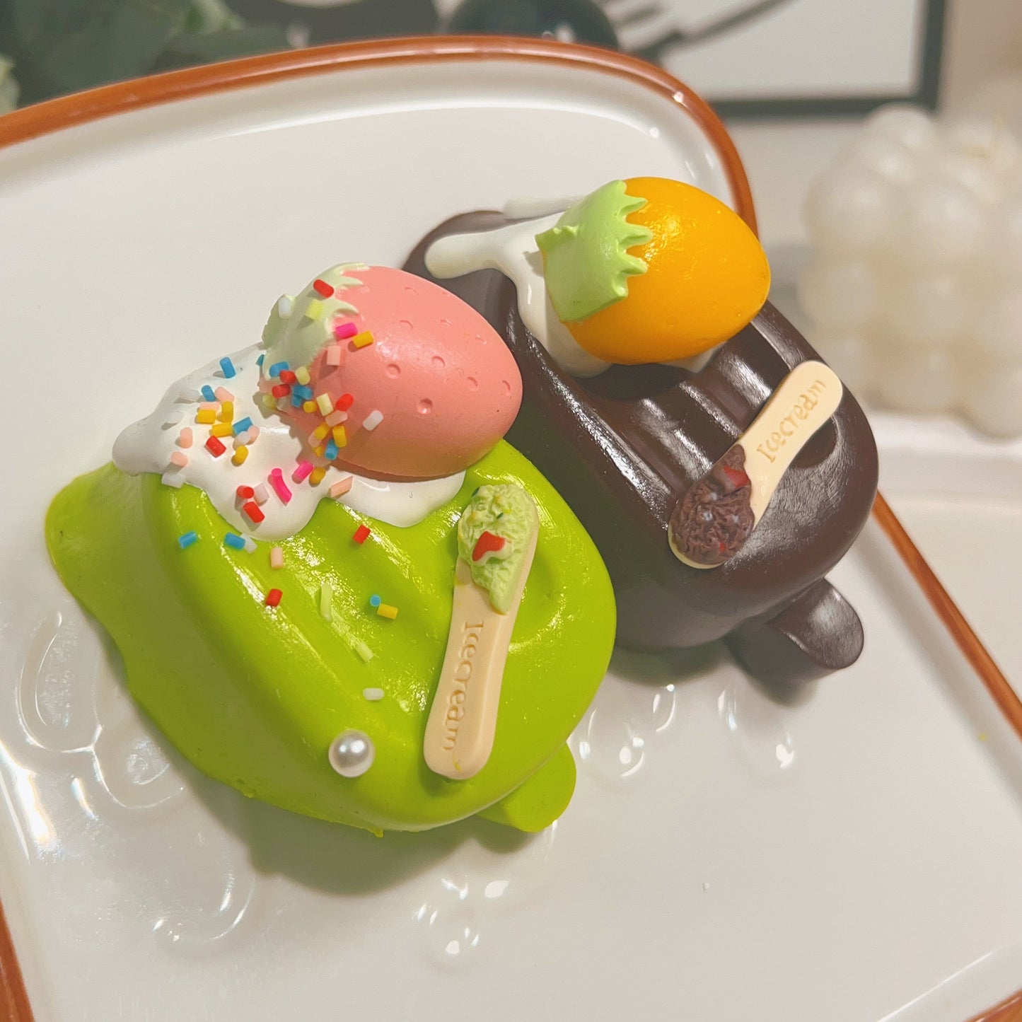🍦Matcha Chocolate Ice Cream Squishy Set🍦